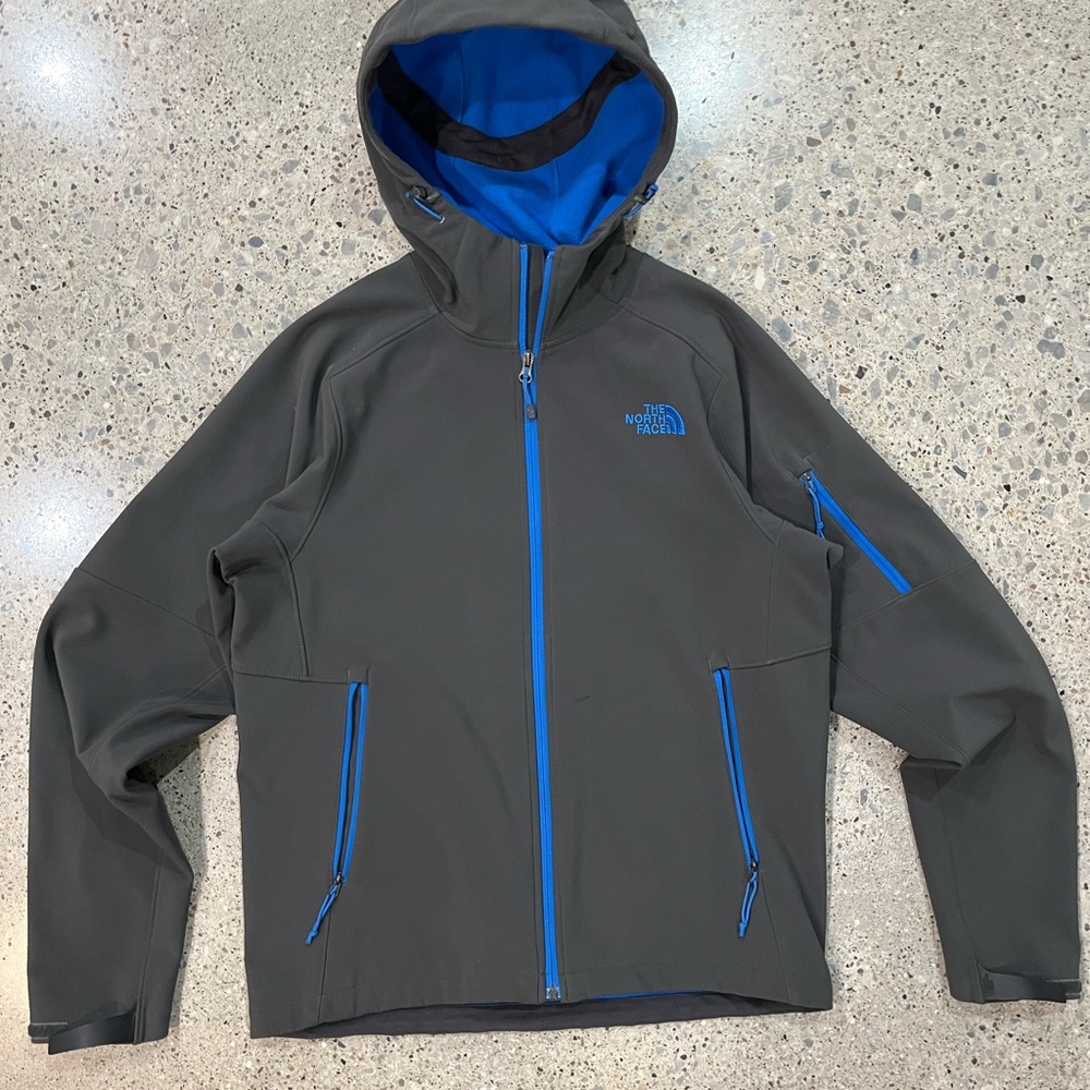 The North Face Gray and Blue Lightweight Hooded Jacket